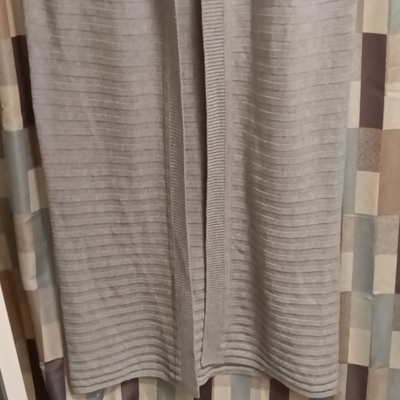 FINAL PRICE NWOT WH/BM gray hooded striped/banded/ribbed open cardigan Sm - Picture 9 of 9